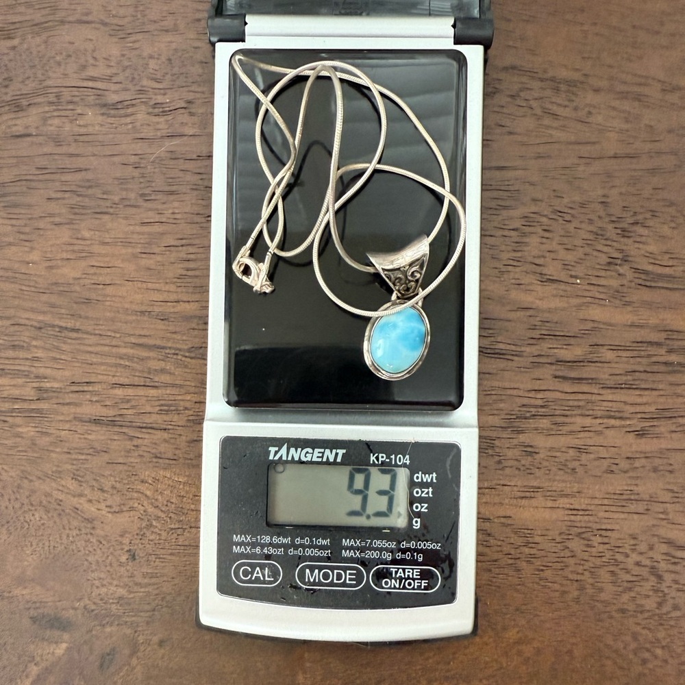 Genuine Larimar Solid Sterling Silver Pendant And… - image 4